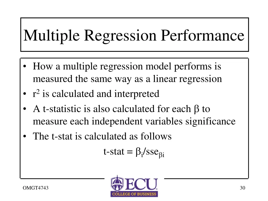 multiple regression performance