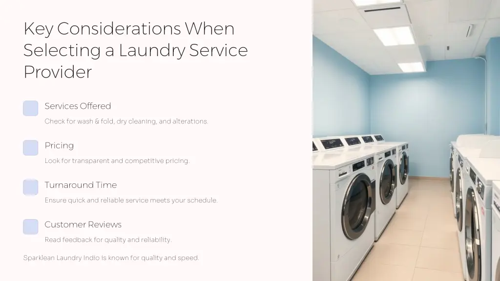 key considerations when selecting a laundry