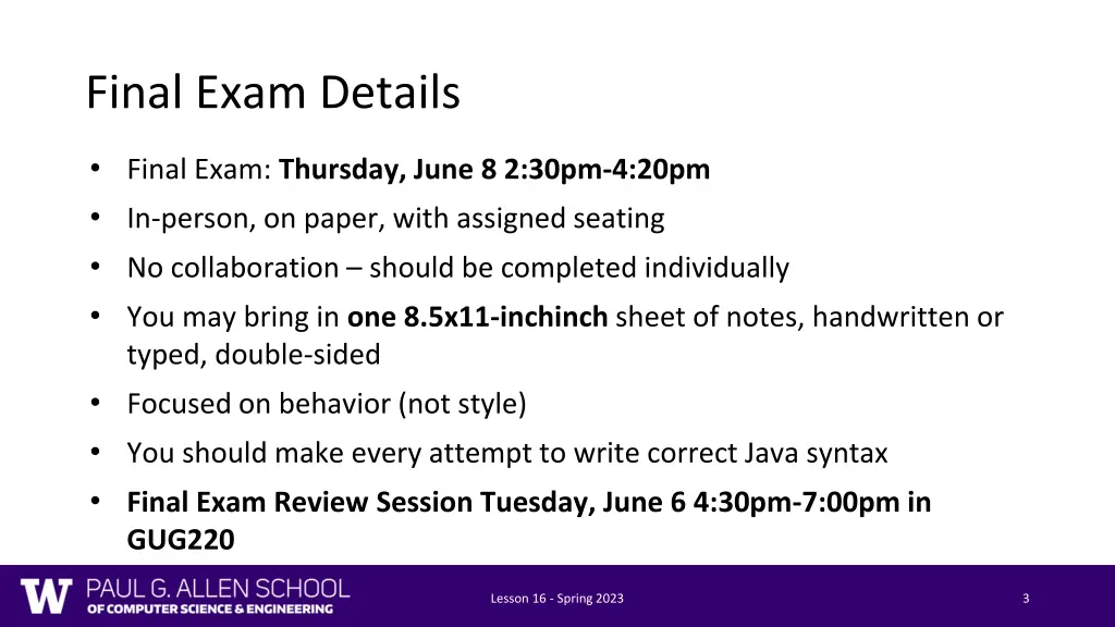 final exam details