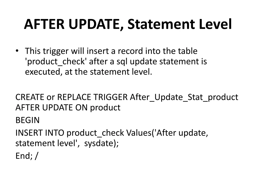 after update statement level