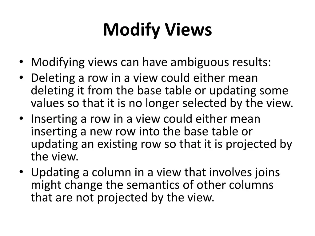 modify views