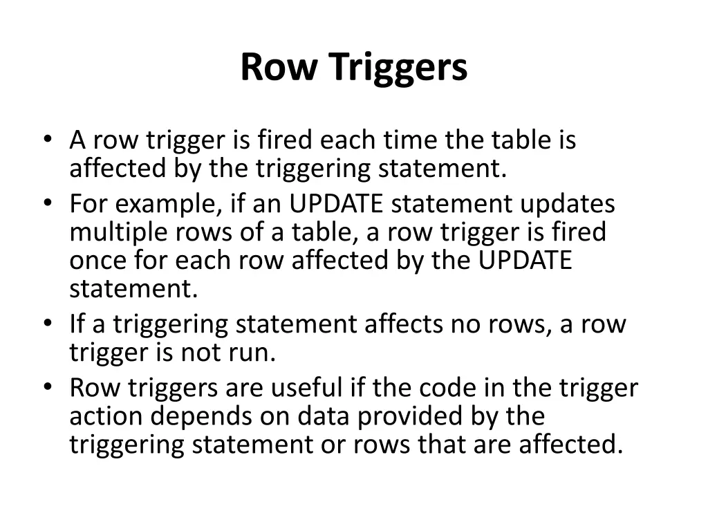 row triggers