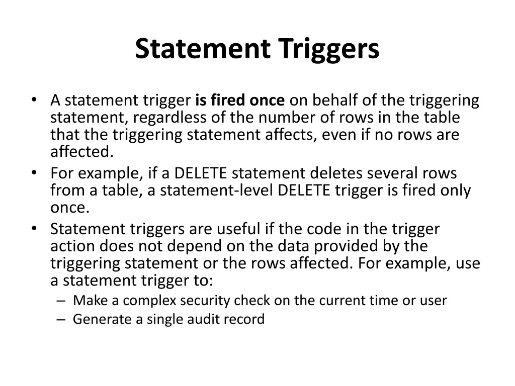 statement triggers