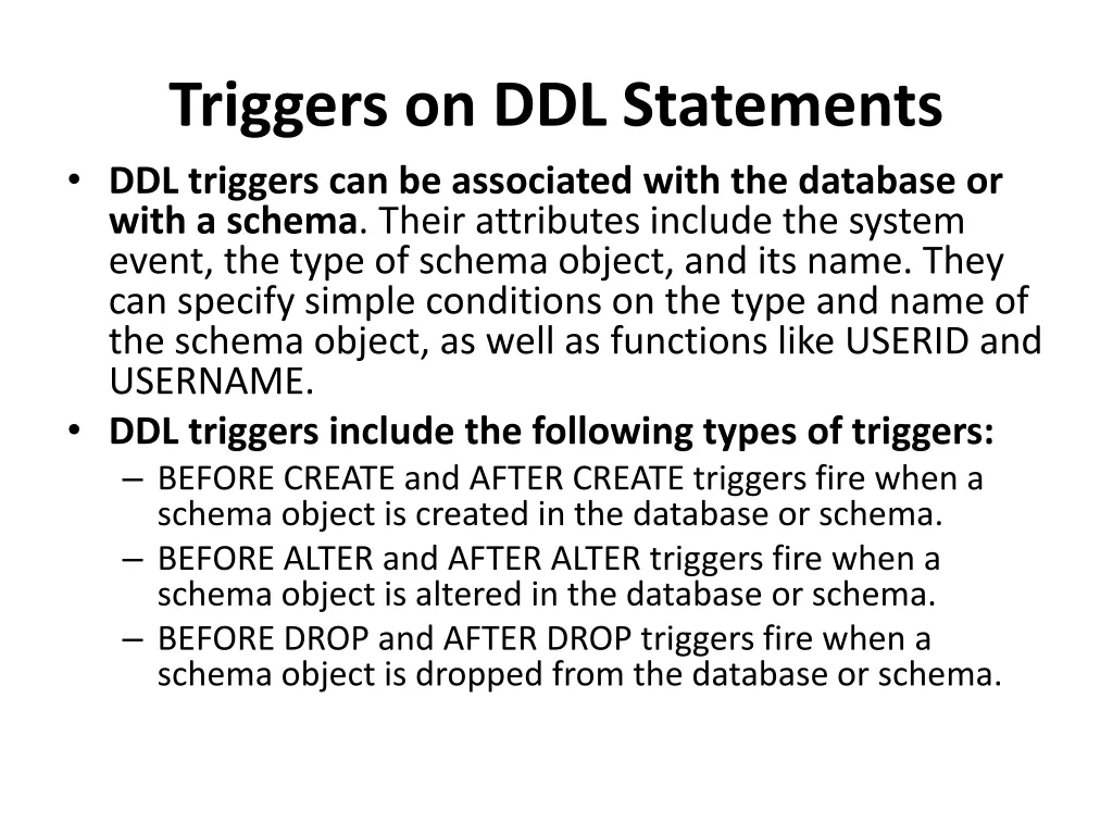 triggers on ddl statements ddl triggers