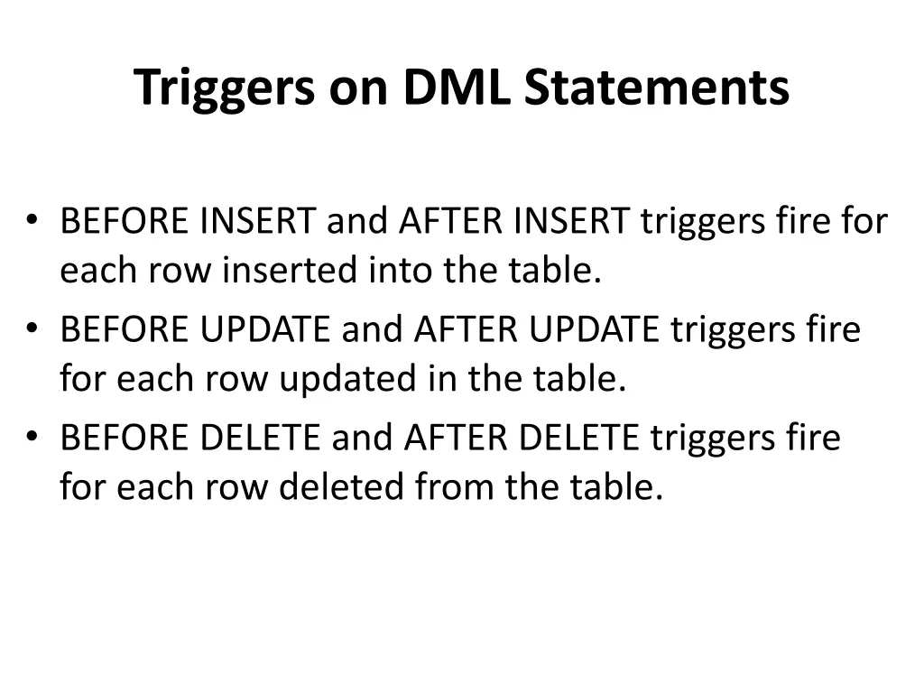triggers on dml statements