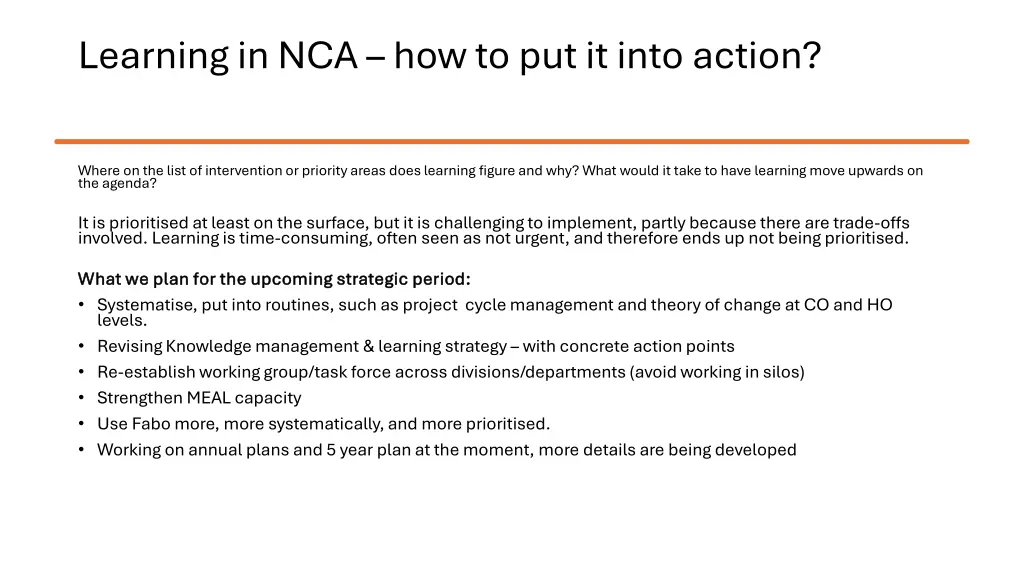 learning in nca how to put it into action