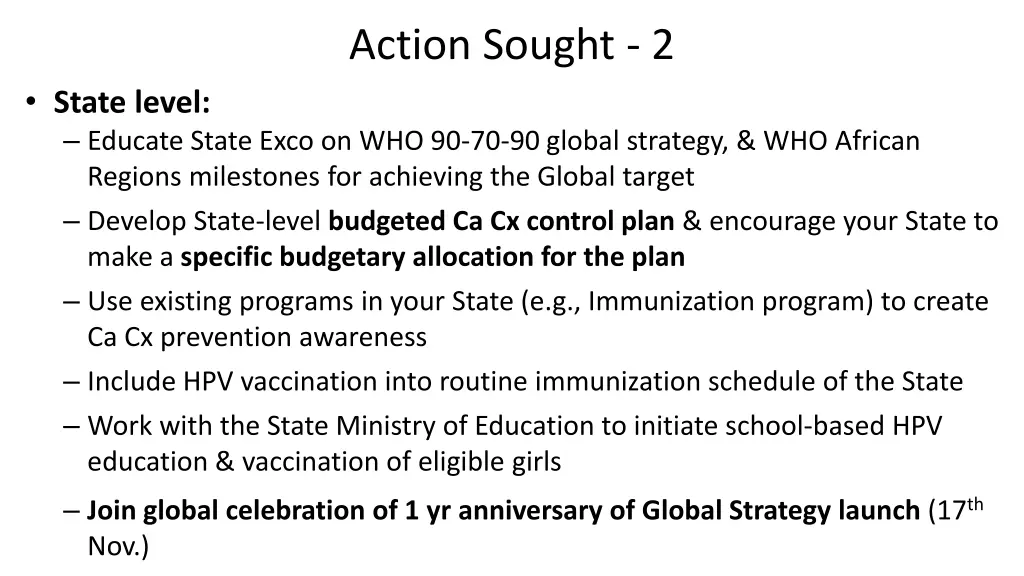 action sought 2