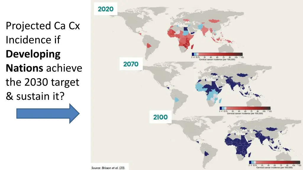 projected ca cx incidence if developing nations