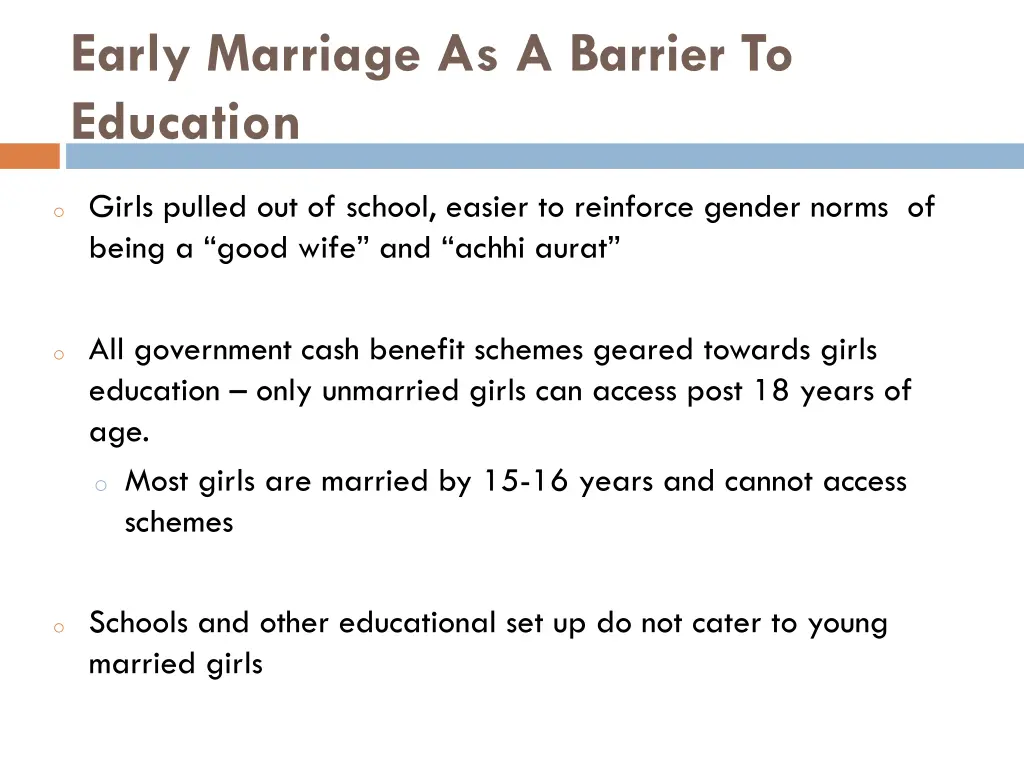 early marriage as a barrier to education