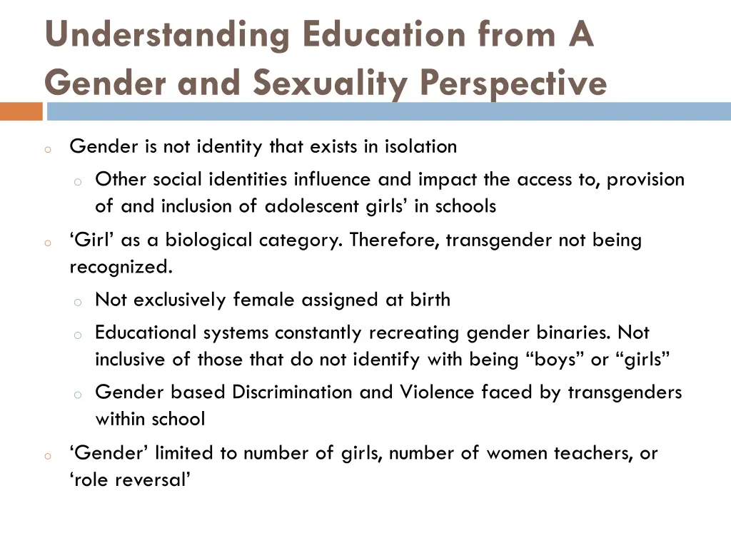 understanding education from a gender