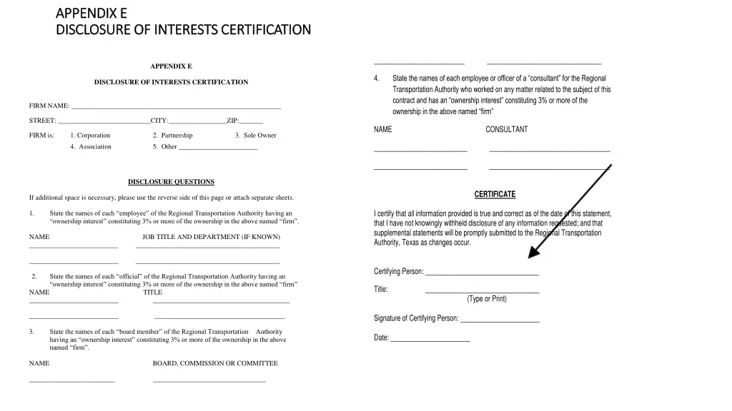 appendix e appendix e disclosure of interests