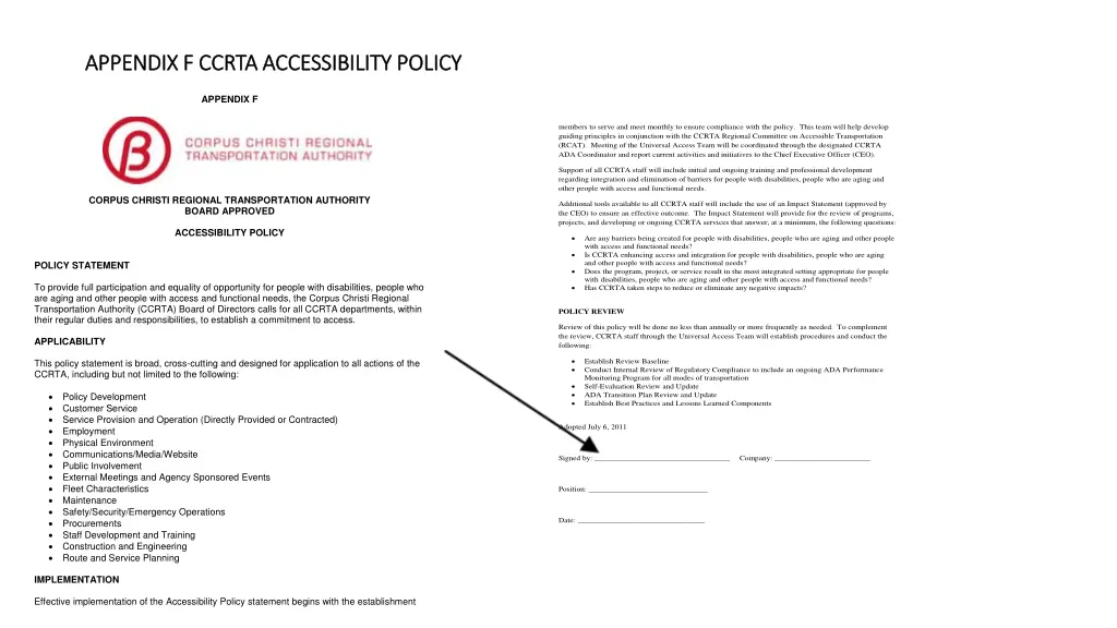 appendix f ccrta accessibility policy appendix