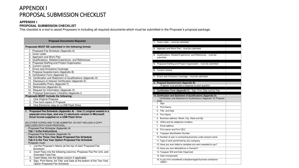 appendix i appendix i proposal submission