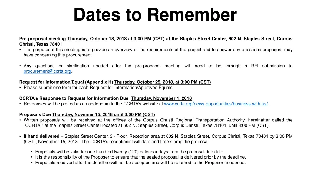 dates to remember