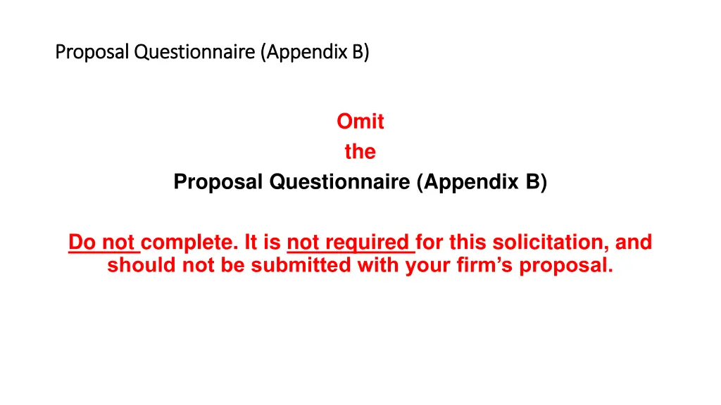 proposal questionnaire appendix b proposal