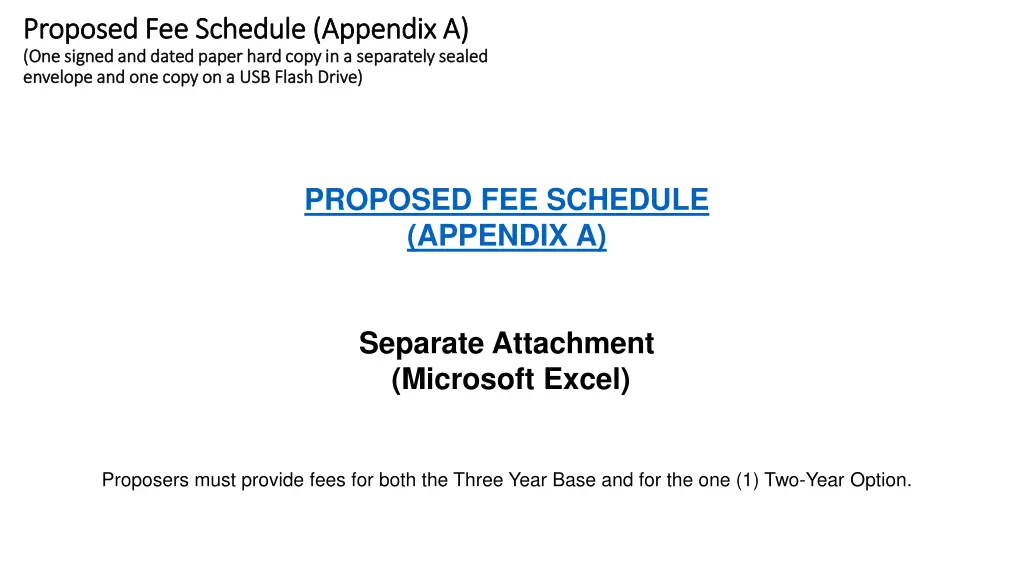 proposed fee schedule appendix a proposed