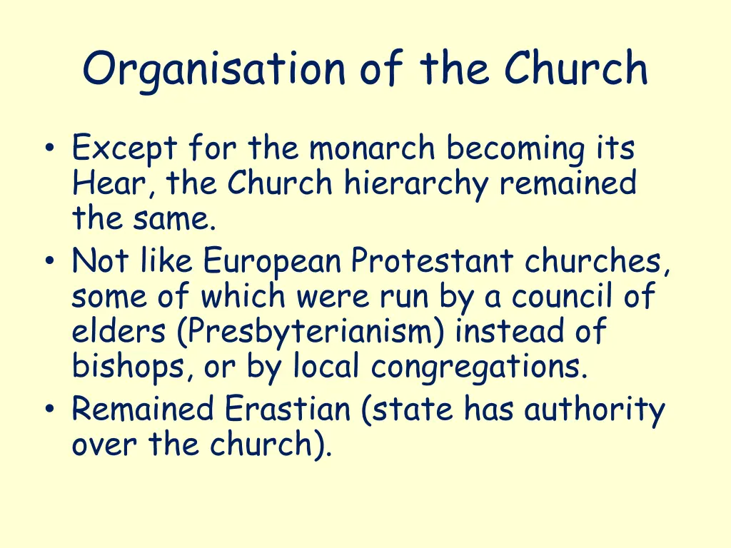 organisation of the church