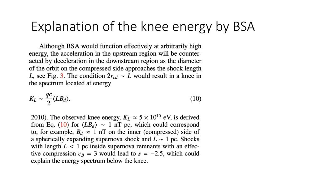 explanation of the knee energy by bsa