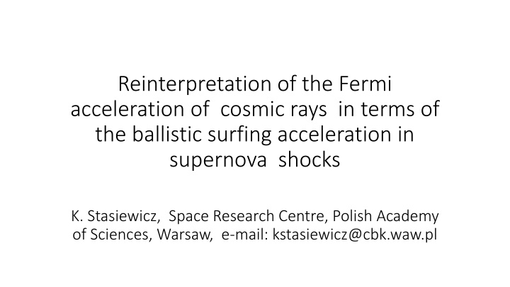 reinterpretation of the fermi acceleration