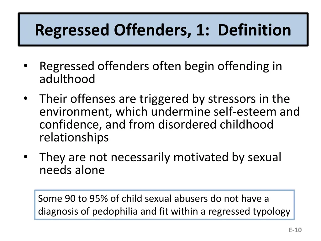 regressed offenders 1 definition