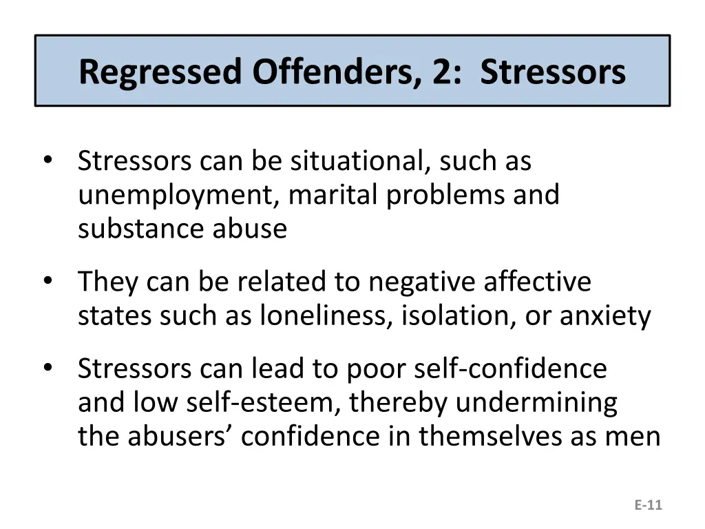 regressed offenders 2 stressors