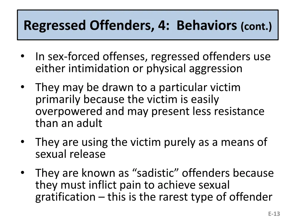 regressed offenders 4 behaviors cont