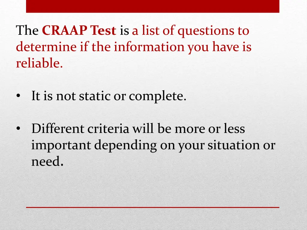 the craap test is a list of questions
