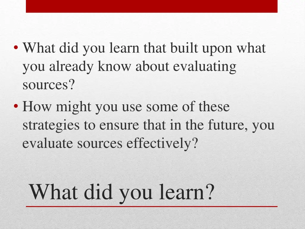 what did you learn that built upon what