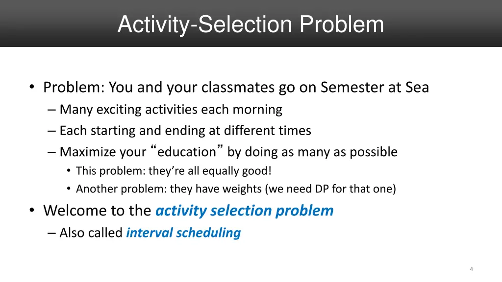 activity selection problem