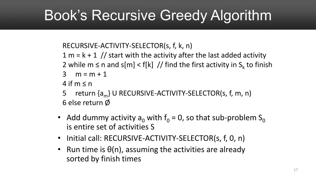 book s recursive greedy algorithm