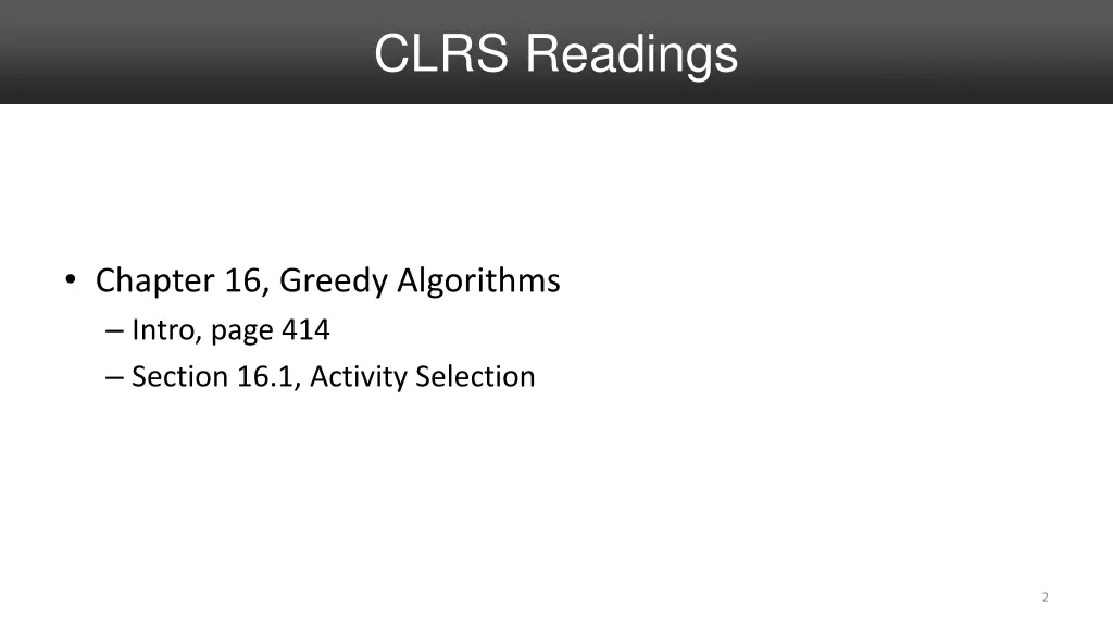 clrs readings