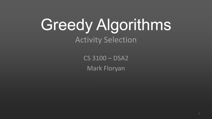 greedy algorithms activity selection