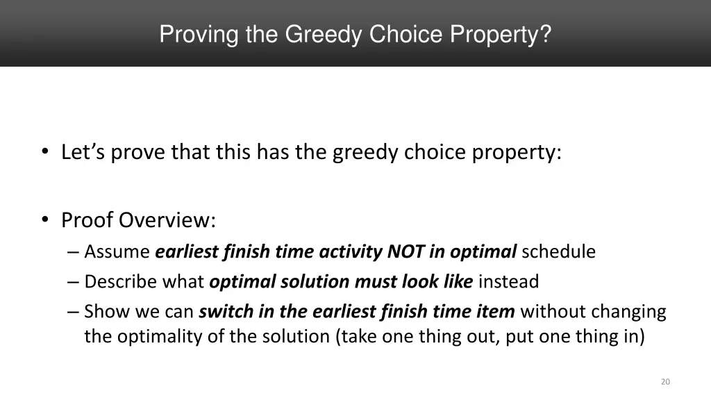 proving the greedy choice property