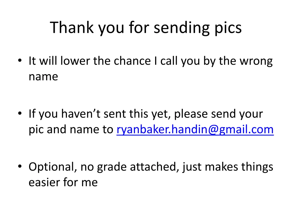 thank you for sending pics