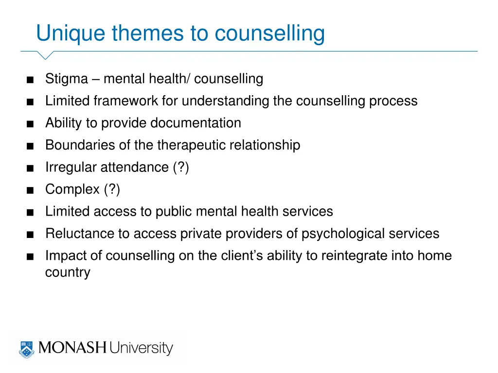 unique themes to counselling