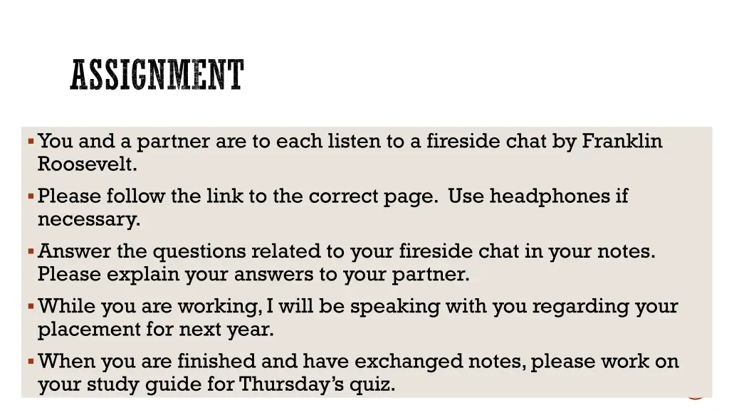 assignment