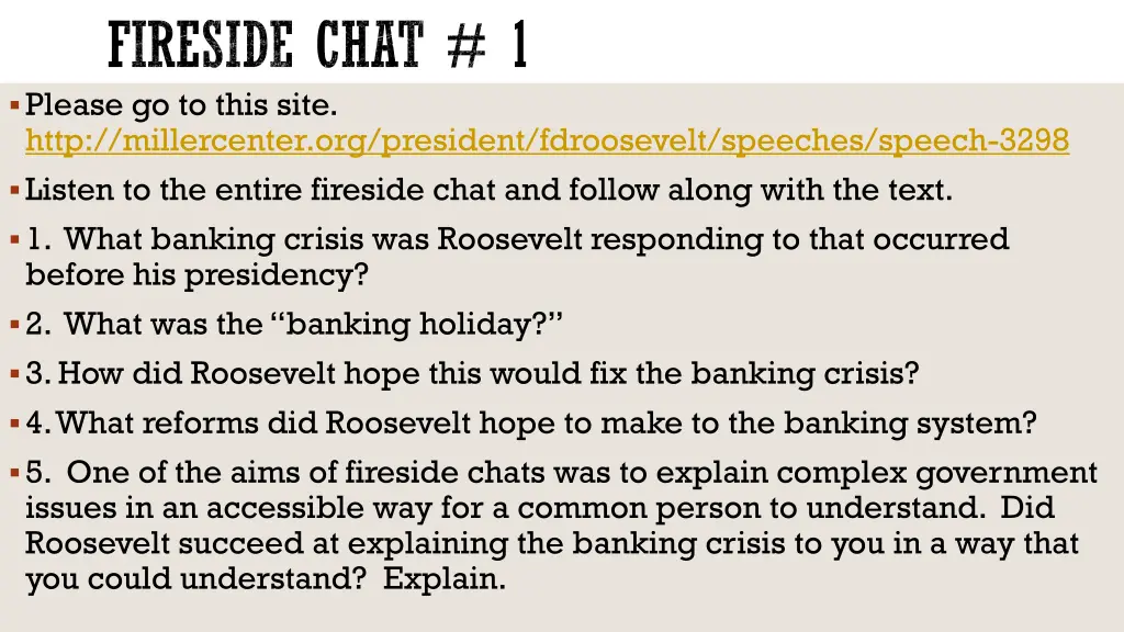 fireside chat 1 please go to this site http