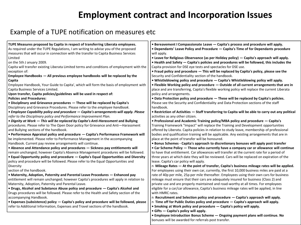 employment contract and incorporation issues
