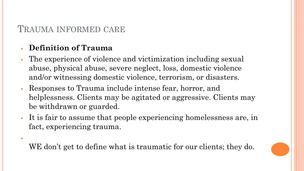 t rauma informed care