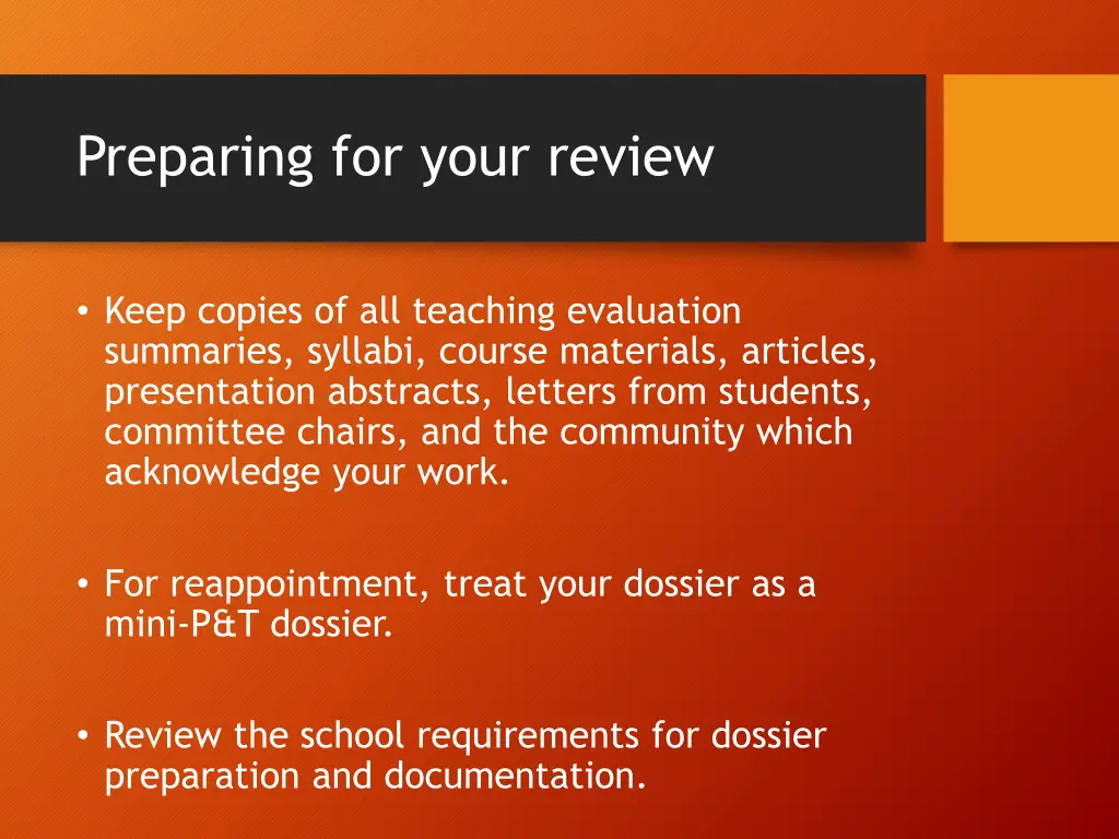 preparing for your review 1