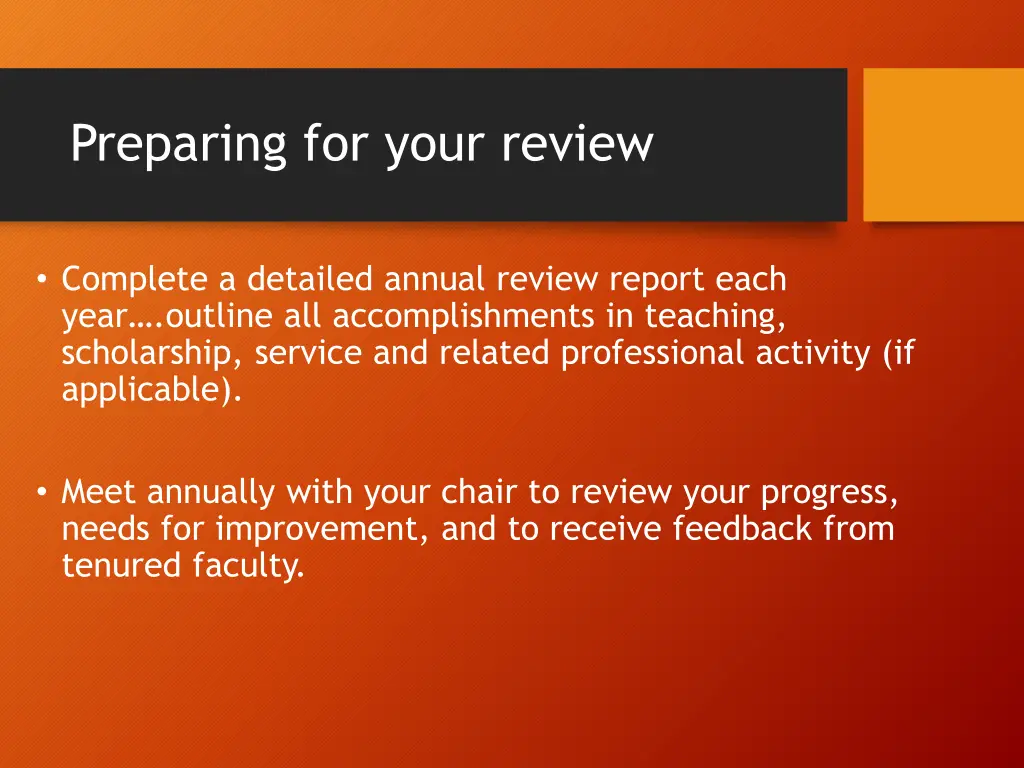 preparing for your review