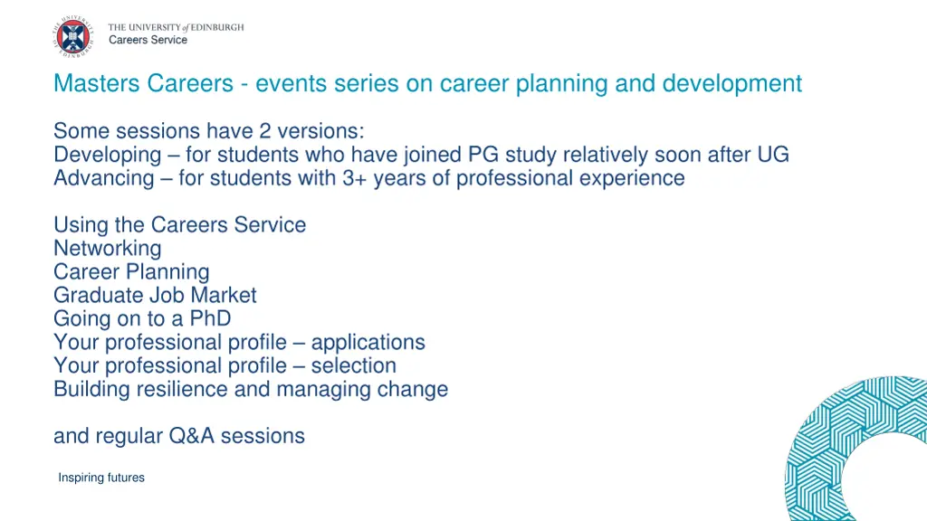 masters careers events series on career planning