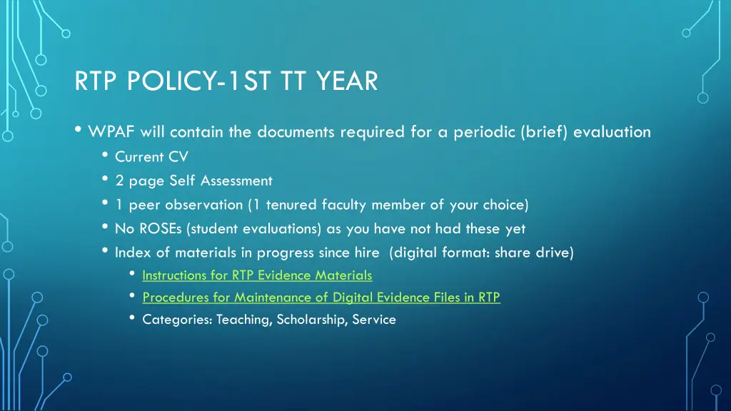 rtp policy 1st tt year