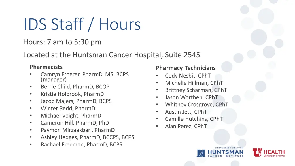 ids staff hours hours 7 am to 5 30 pm