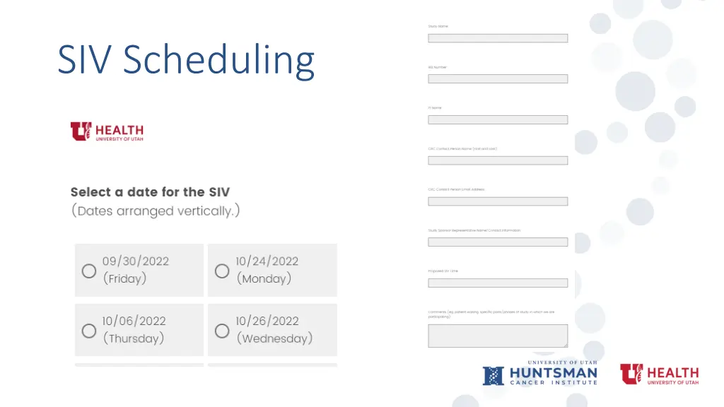 siv scheduling