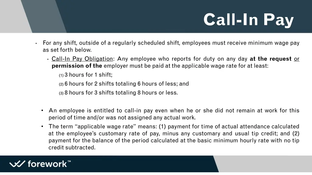 call in pay
