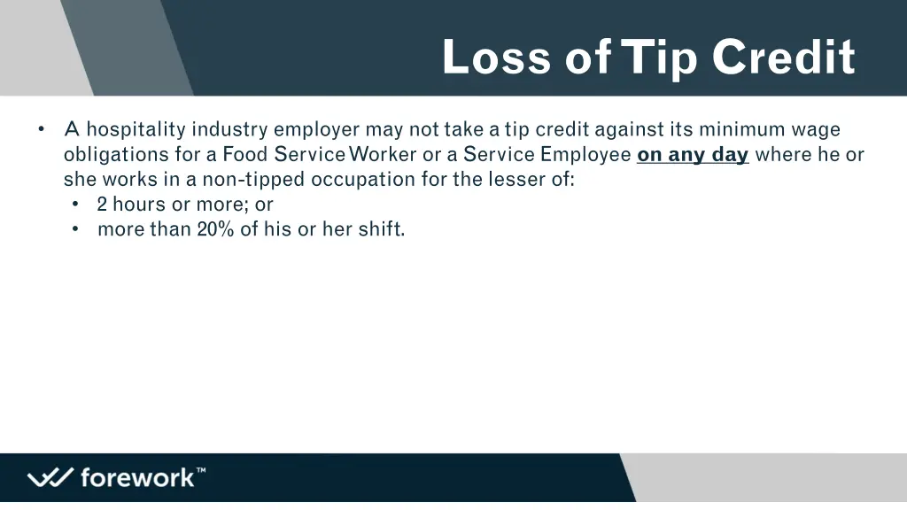 loss of tip credit