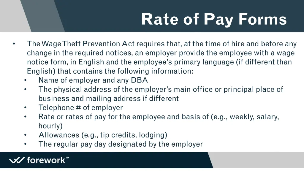 rate of pay forms