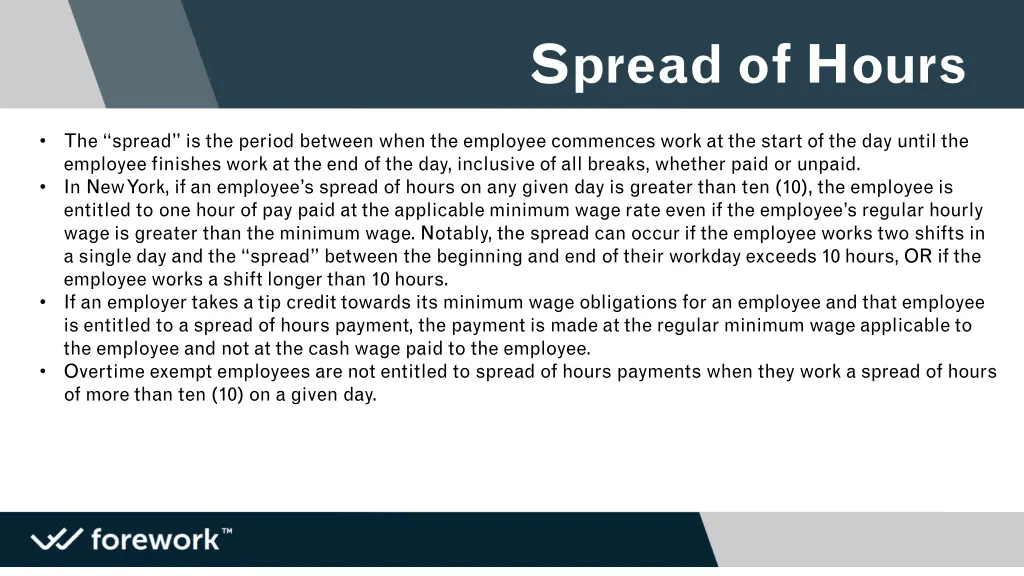 spread of hours