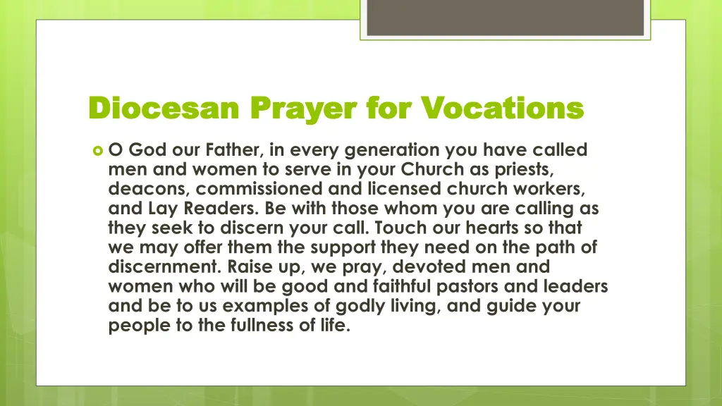 diocesan prayer for vocations diocesan prayer